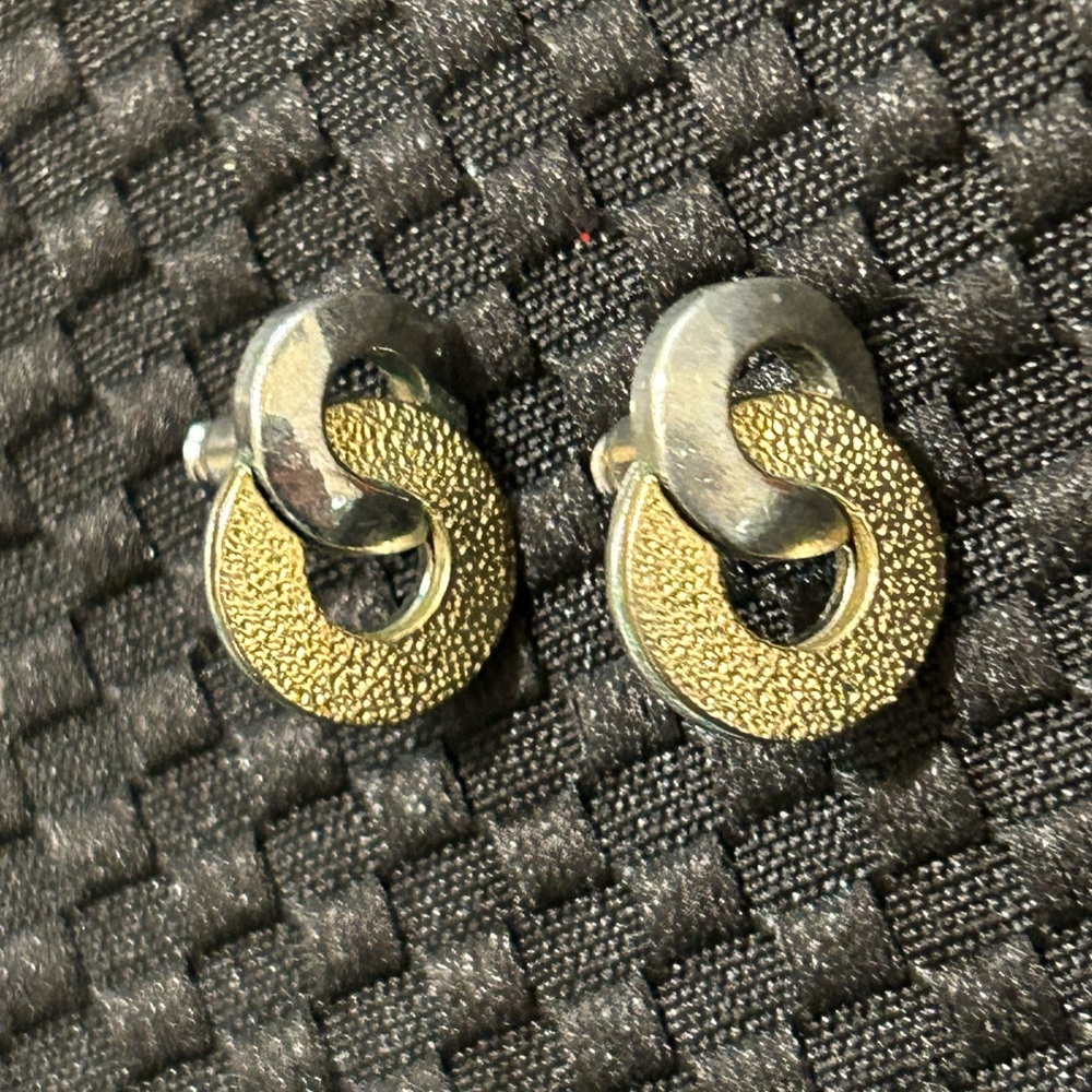 Elegant Gold and Silver Interlinked Earrings